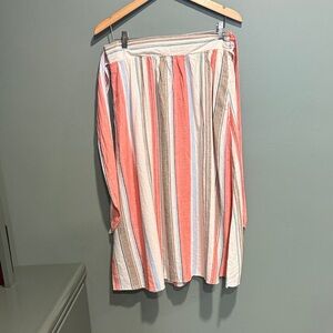 Time and Tru Coral and Beige A-Line Skirt